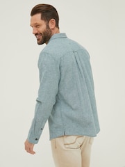 FatFace Green Long Sleeve Bugle Linen Cotton Shirt - Image 2 of 6