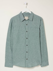 FatFace Green Long Sleeve Bugle Linen Cotton Shirt - Image 6 of 6