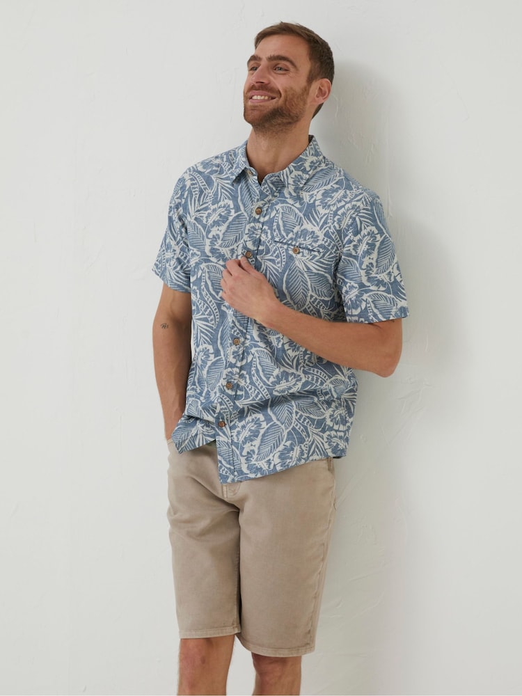 FatFace Blue Paddon Palm Print Shirt - Image 1 of 6