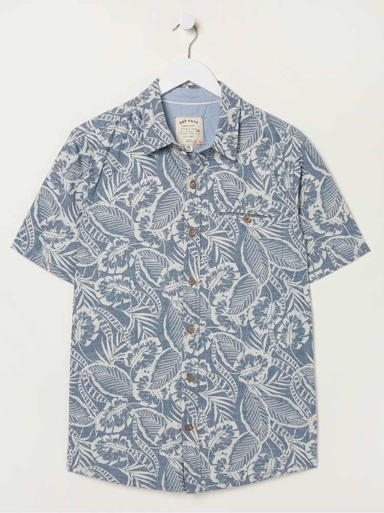 FatFace Blue Paddon Palm Print Shirt - Image 6 of 6