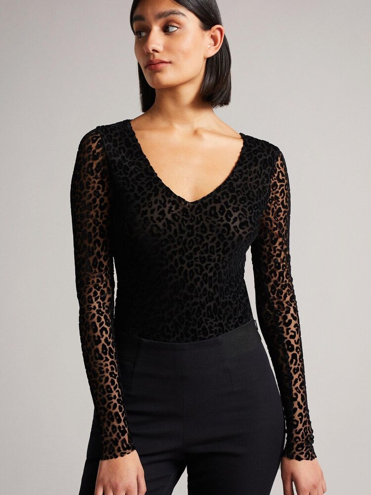 Ted Baker Darcina Netz-Body aus Jersey, Schwarz - Bild 1 von 5 Ted Baker Darcina Netz-Body aus Jersey, Schwarz - Bild 1 von 5