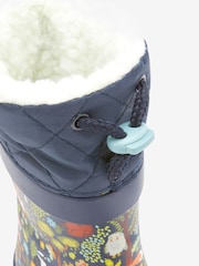 Navy Blue Woodland Thermal Thinsulate™ Lined Cuff Wellies - Image 3 of 5
