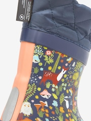 Navy Blue Woodland Thermal Thinsulate™ Lined Cuff Wellies - Image 4 of 5