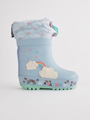 Baby Blue Rainbow Thermal Thinsulate™ Lined Cuff Wellies - Image 2 of 8