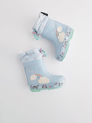Baby Blue Rainbow Thermal Thinsulate™ Lined Cuff Wellies - Image 4 of 8