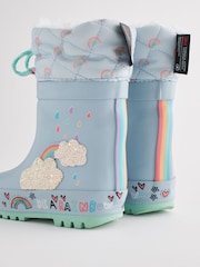 Baby Blue Rainbow Thermal Thinsulate™ Lined Cuff Wellies - Image 5 of 8