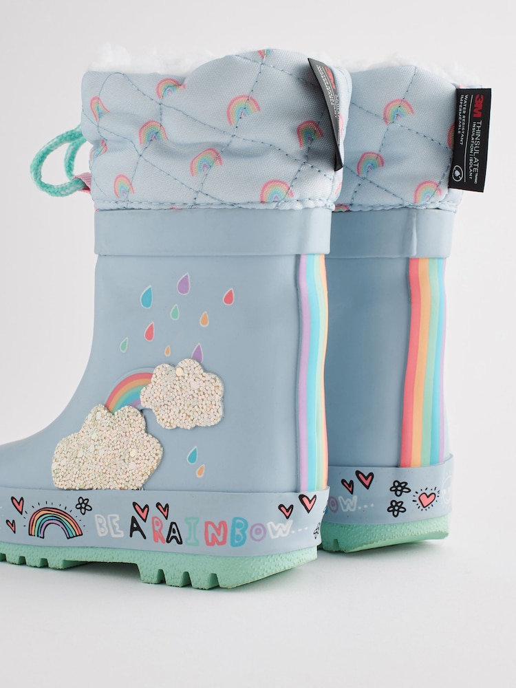 Bébé Bleu arc-en-ciel - Bottes en caoutchouc thermique Thinsulate™ avec extrémité doublée - Image 5 of 8