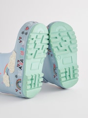 Baby Blue Rainbow Thermal Thinsulate™ Lined Cuff Wellies - Image 6 of 8