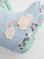 Baby Blue Rainbow Thermal Thinsulate™ Lined Cuff Wellies - Image 7 of 8