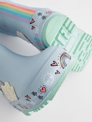 Baby Blue Rainbow Thermal Thinsulate™ Lined Cuff Wellies - Image 8 of 8