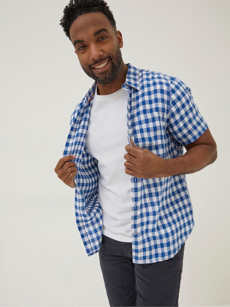 FatFace Blue Gingham Linen Shirt - Image 1 of 5