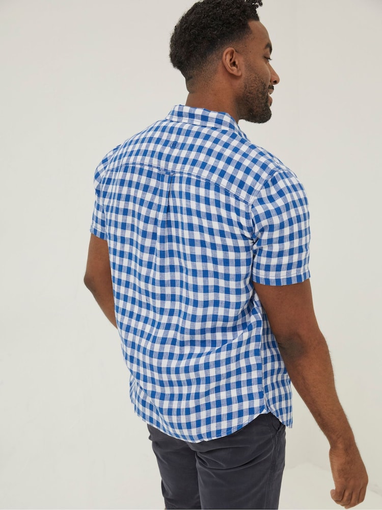FatFace Blue Gingham Linen Shirt - Image 2 of 5