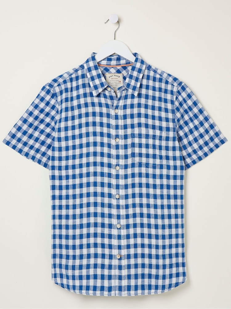 FatFace Blue Gingham Linen Shirt - Image 5 of 5