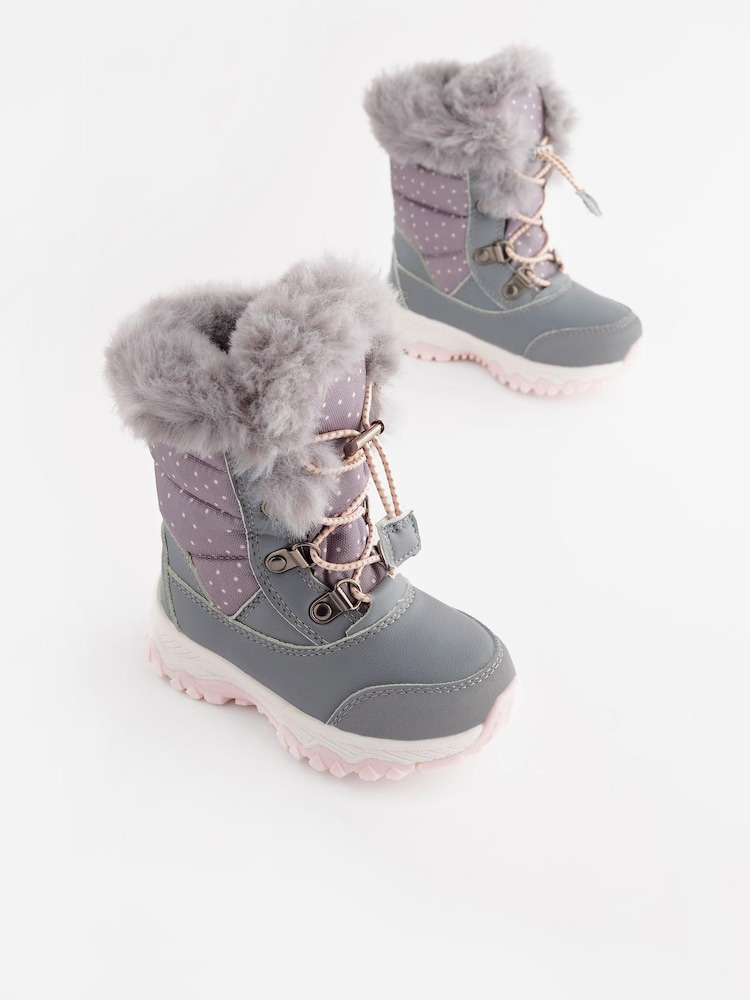 Grey Warm Lined Snow Boots - Image 1 of 7