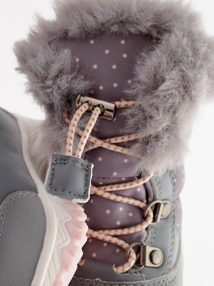 Grey Warm Lined Snow Boots - Image 4 of 7