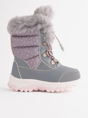 Grey Warm Lined Snow Boots - Image 5 of 7