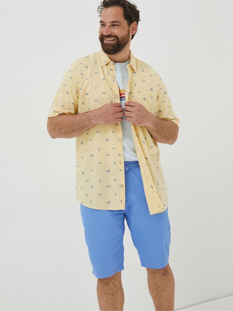 FatFace Yellow Bugle Turtle Print Shirt - Image 1 of 5