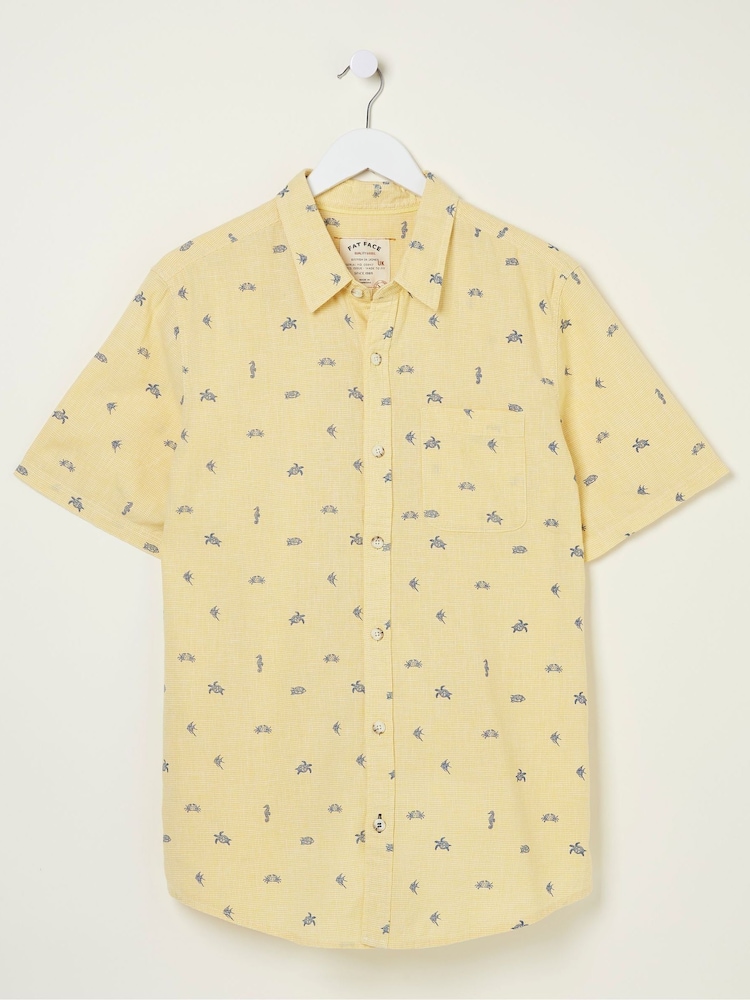 FatFace Yellow Bugle Turtle Print Shirt - Image 5 of 5
