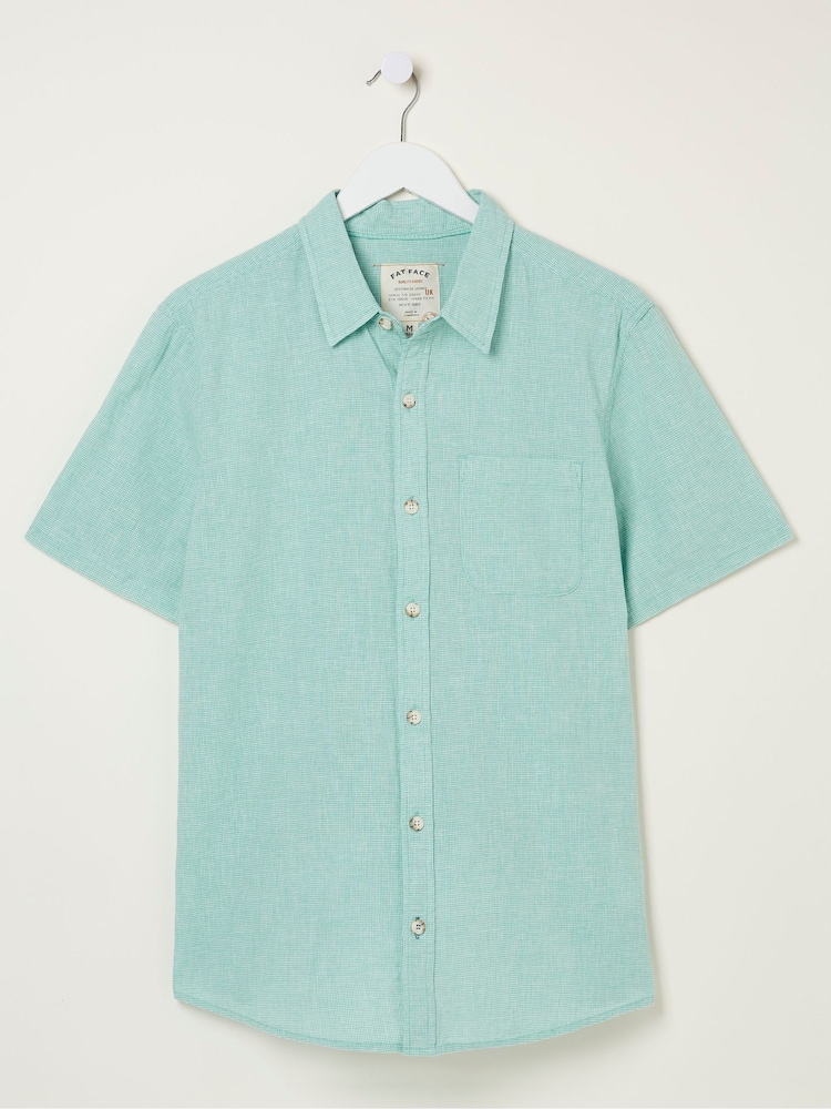 FatFace Green Bugle Micro Check Shirt - Image 6 of 6