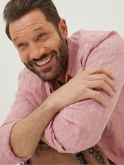 FatFace Pink Plain Linen Shirt - Image 4 of 6