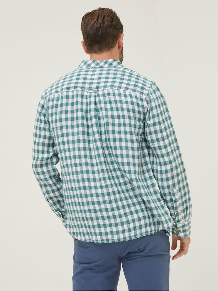 FatFace Green Gingham Linen Shirt - Image 2 of 5