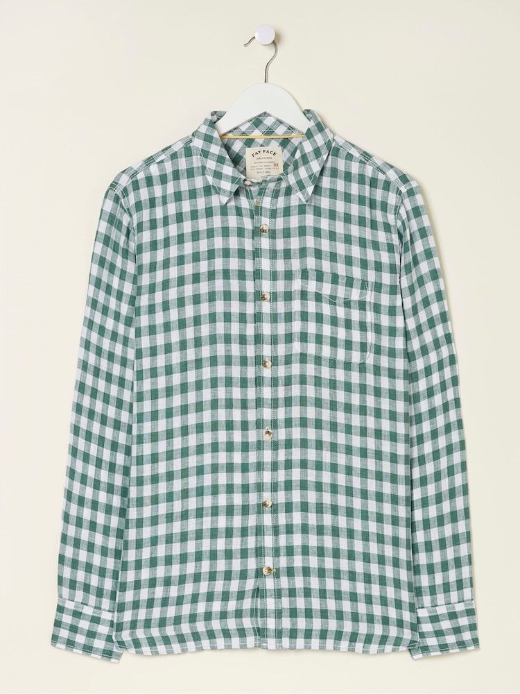 FatFace Green Gingham Linen Shirt - Image 5 of 5 FatFace Green Gingham Linen Shirt - Image 5 of 5