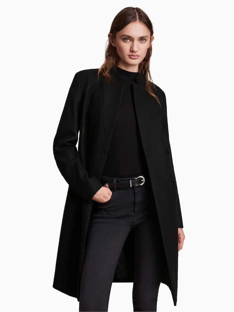 AllSaints Black Sidney Coat - Image 1 of 5