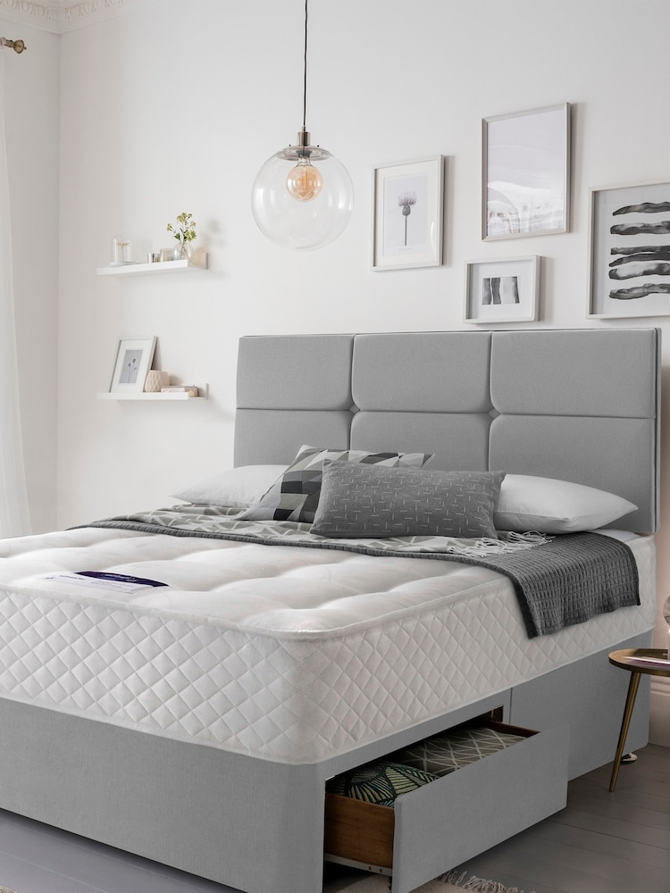 Silentnight Grey Miracoil 2 Drawer Divan Bed Set - Image 1 of 6