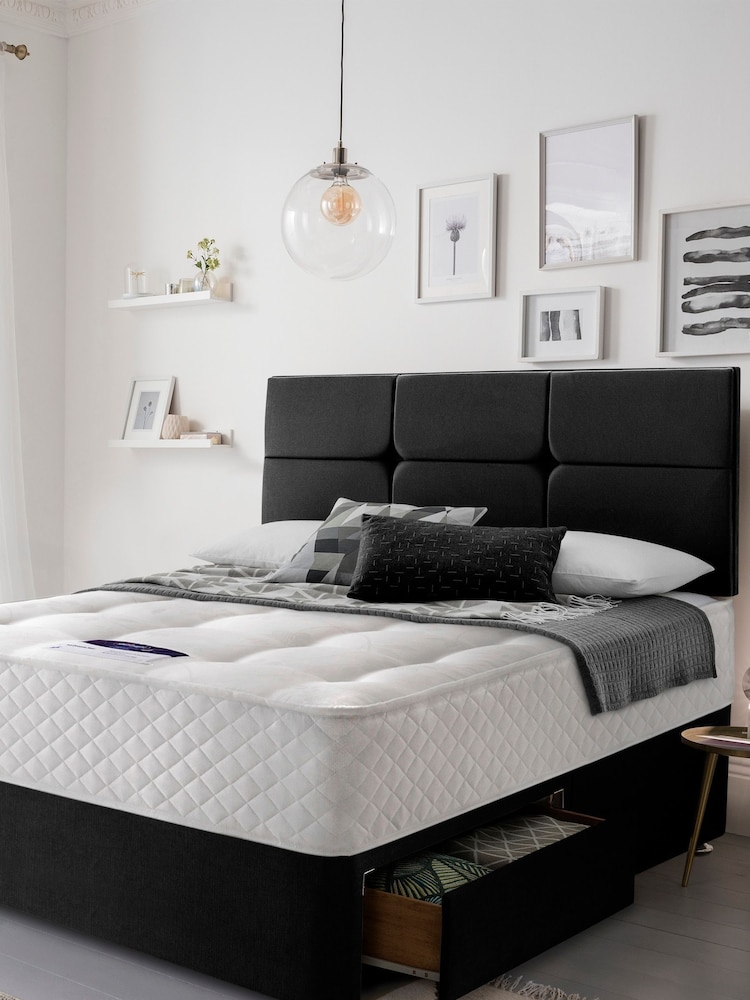 Silentnight Black Miracoil 2 Drawer Divan Bed Set - Image 1 of 6