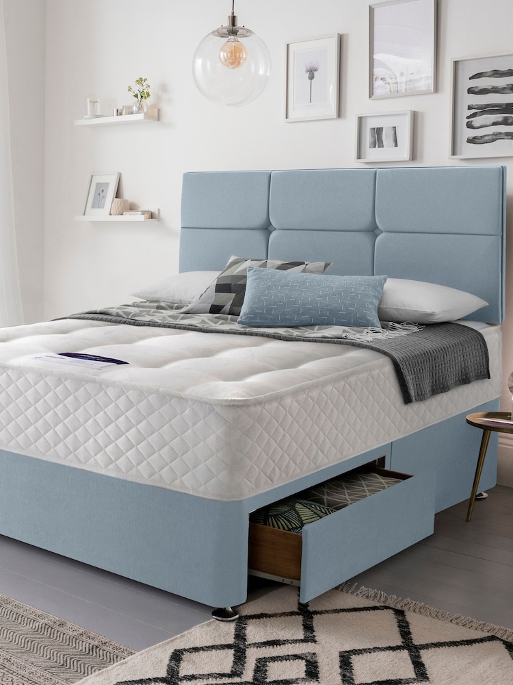 Silentnight Blue Miracoil 2 Drawer Divan Bed Set - Image 1 of 6