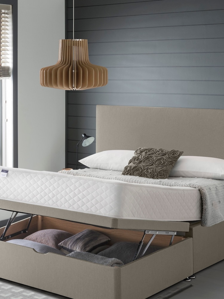 Silentnight Natural Miracoil End Lift Half Ottoman Divan Storage Bed Set - Image 1 of 6