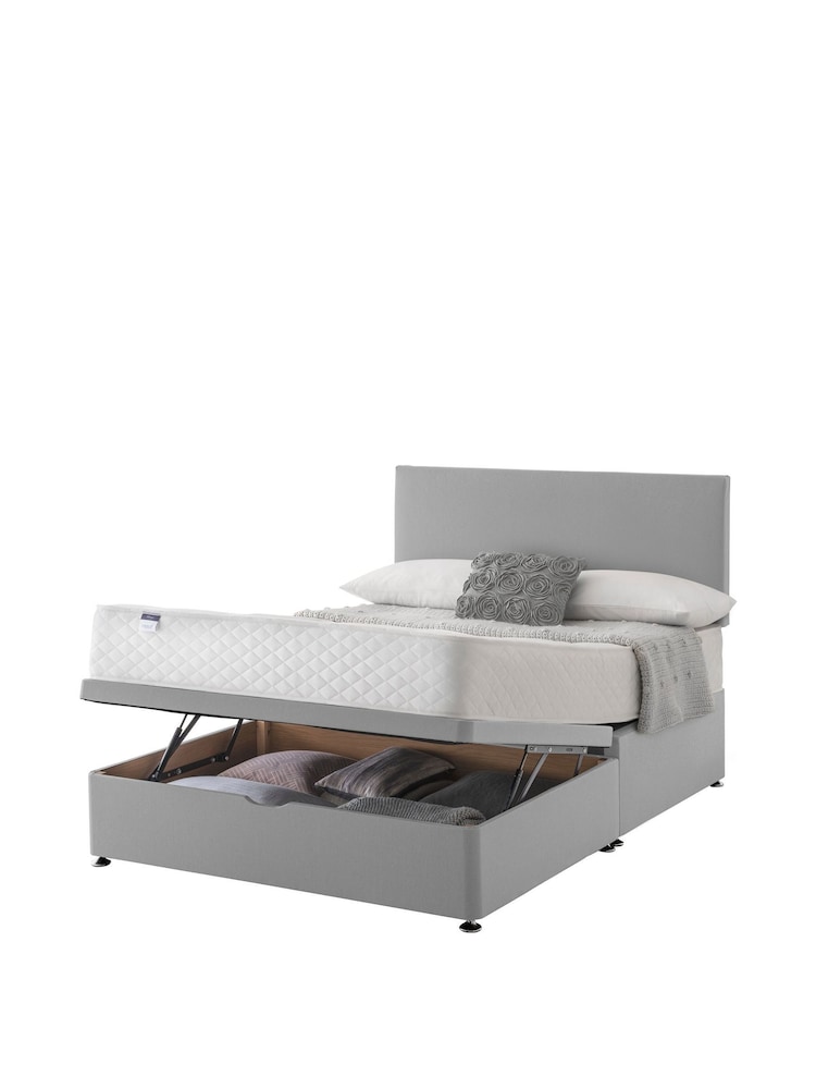 Silentnight Grey Miracoil End Lift Half Ottoman Divan Storage Bed Set - Image 2 of 6