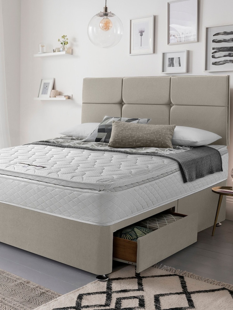 Silentnight Natural 800 Pocket Pillow Top Mattress and 2 Drawer Divan Base Bed Set - Image 1 of 6