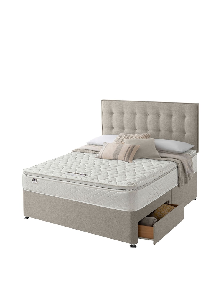 Silentnight Natural 800 Pocket Pillow Top Mattress and 2 Drawer Divan Base Bed Set - Image 2 of 6