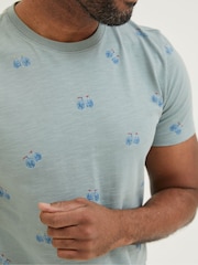 FatFace Green Bike Print T-Shirt - Image 4 of 5