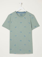 FatFace Green Bike Print T-Shirt - Image 5 of 5