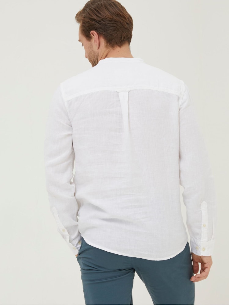 FatFace White Linen Grandad Shirt - Image 2 of 5 FatFace White Linen Grandad Shirt - Image 2 of 5