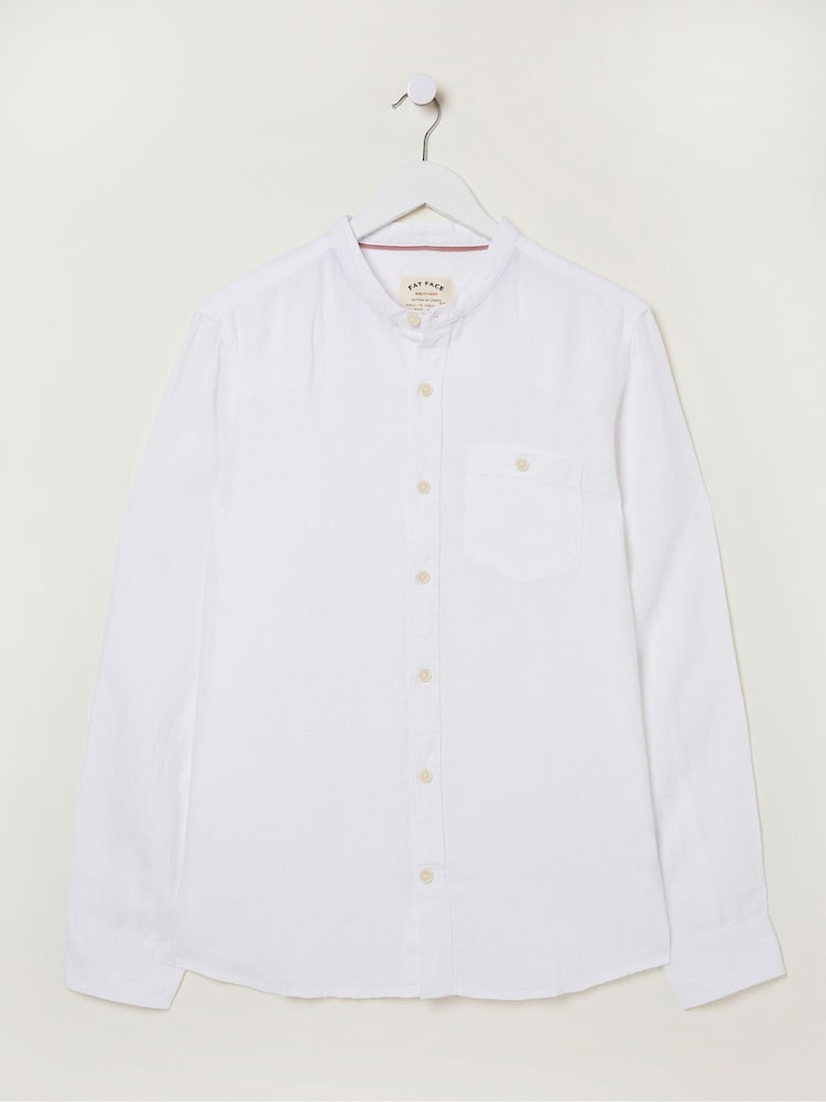 FatFace White Linen Grandad Shirt - Image 5 of 5