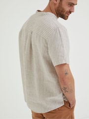FatFace Natural Stripe Pop Over Linen Shirt - Image 2 of 6