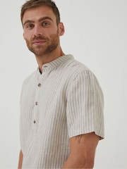 FatFace Natural Stripe Pop Over Linen Shirt - Image 4 of 6