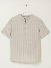 FatFace Natural Stripe Pop Over Linen Shirt - Image 6 of 6