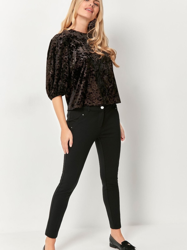 M&Co Petite Black Petite Foil Animal Shell Top - Image 2 of 5 M&Co Petite Black Petite Foil Animal Shell Top - Image 2 of 5