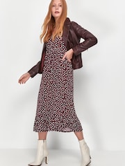 M&Co Gepunktetes Midikleid mit V-Ausschnitt, Rot - Bild 2 von 5