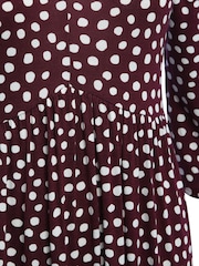 M&Co Gepunktetes Midikleid mit V-Ausschnitt, Rot - Bild 5 von 5
