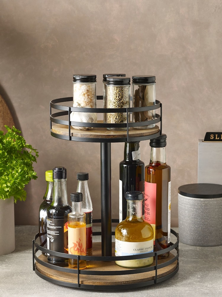 Black Bronx 2 Tier Rotating Spice Rack Spice Rack - Image 1 of 3