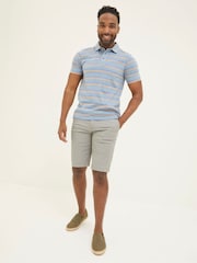 FatFace Blue Harlyn Textured Stripe Polo Shirt - Image 3 of 6