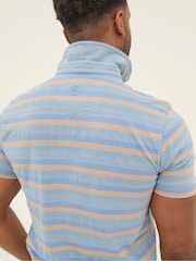 FatFace Blue Harlyn Textured Stripe Polo Shirt - Image 4 of 6