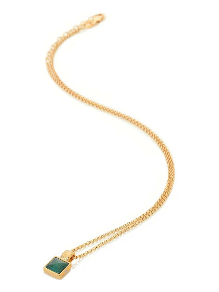 Hot Diamonds X Jac Jossa Gold Tone Revive Malachite Square Pendant Necklace - Image 1 of 3