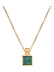Hot Diamonds X Jac Jossa Gold Tone Revive Malachite Square Pendant Necklace - Image 2 of 3