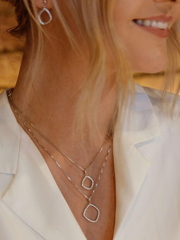 Hot Diamonds Silver Tone Behold White Topaz Pendant Necklace - Image 3 of 3
